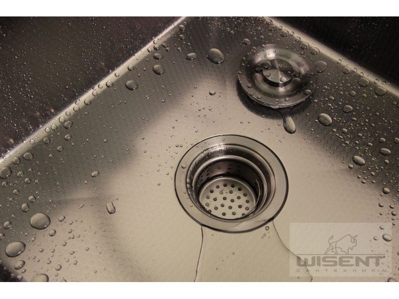 Кухонная мойка с сифоном WISENT W34050BD/2 (графит/декор) — изображение 6