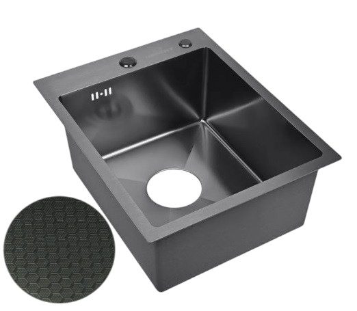 Кухонная мойка без сифона WISENT W34050BD (графит/декор)