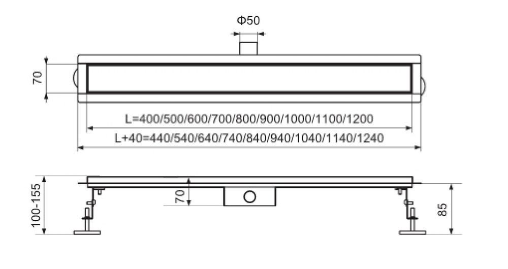 Трап для душа TIM BAD486002GP линейный, "под плитку", 70x600 мм — изображение 9