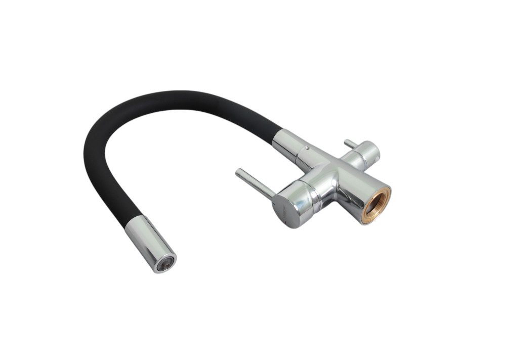 Смеситель для кухни под фильтр Ledeme L4955-2, хром/чёрный — изображение 4