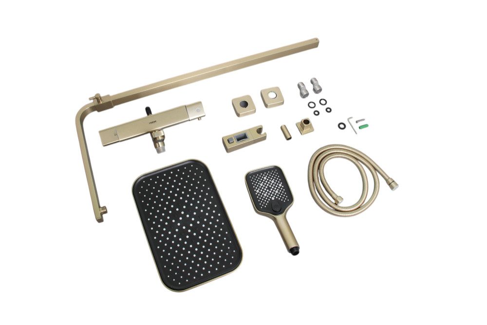 Душевая система с термостатическим смесителем Ledeme L2424Y, золотой сатин — изображение 10
