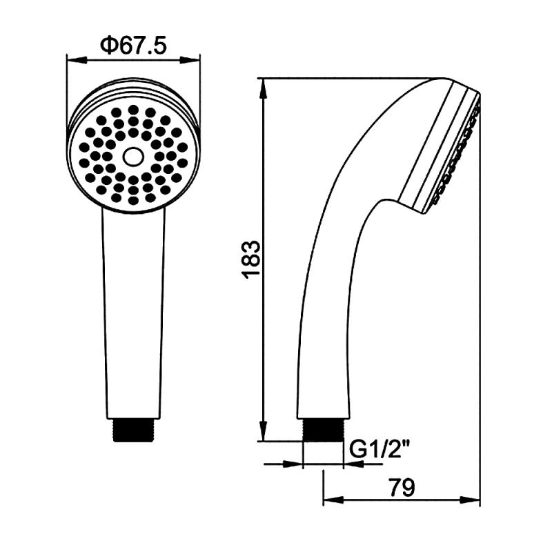 Лейка для душа 1-режимная Ledeme L04-2, хром/белый — изображение 2
