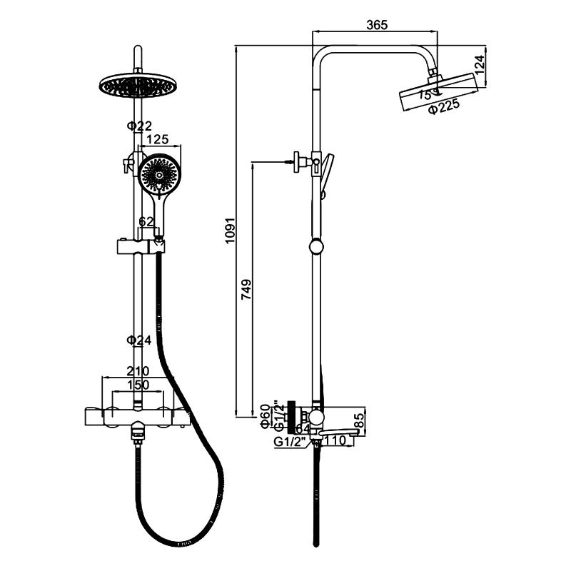 Душевая система с термостатическим смесителем Ledeme L2427 — изображение 2