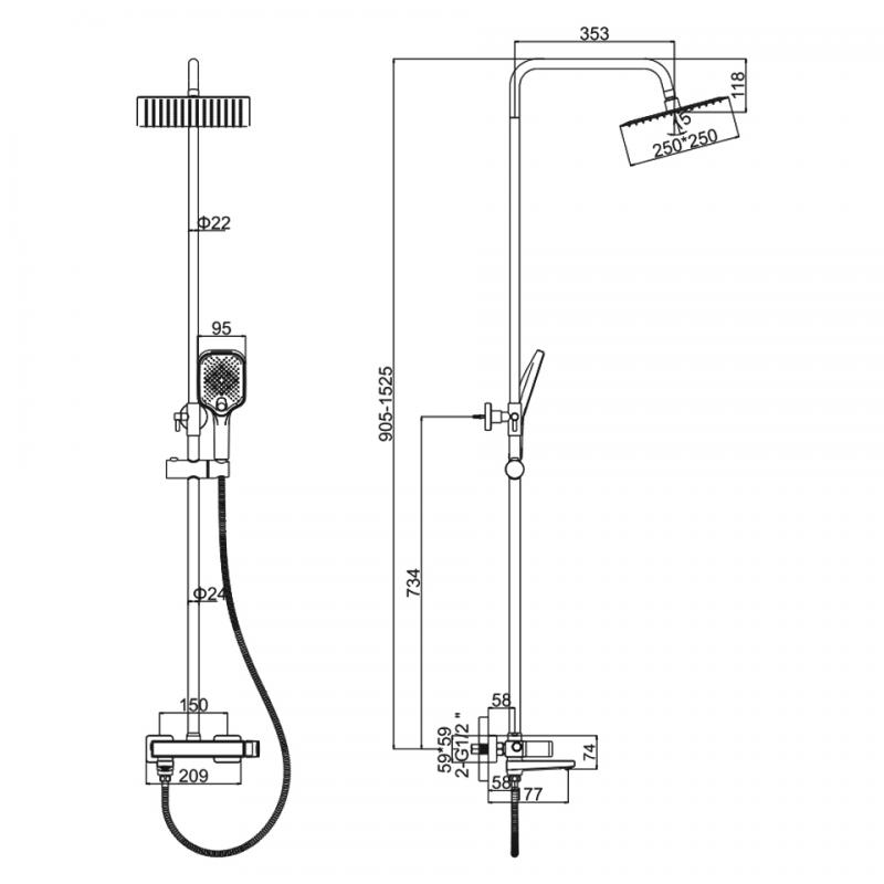 Душевая система Ledeme L2473W, белый — изображение 2