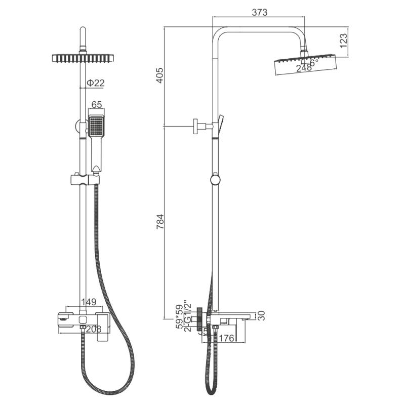 Душевая система Ledeme L72425D, оружейная сталь — изображение 2