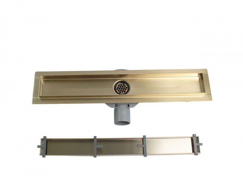 Трап для душа Gerhans K80407Y-50 линейный, "под плитку", золотой сатин, 50 см — изображение 4