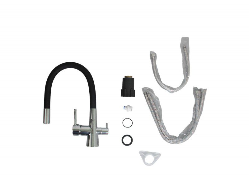 Смеситель для кухни под фильтр Ledeme L4955-2, хром/чёрный — изображение 5