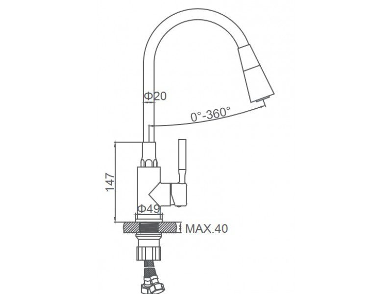 Смеситель для кухни с гибким изливом Wisent WG74199-11, бирюзовый — изображение 6