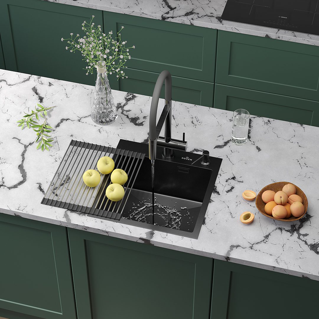 Кухонная мойка Roxen Simple 560220-45B графит/матовая — изображение 2
