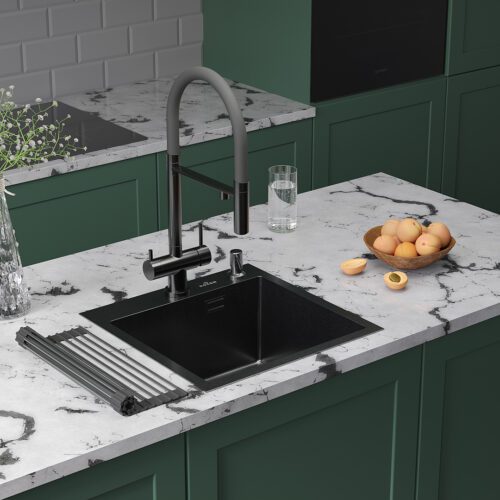 Кухонная мойка Roxen Simple 560220-45B графит/матовая