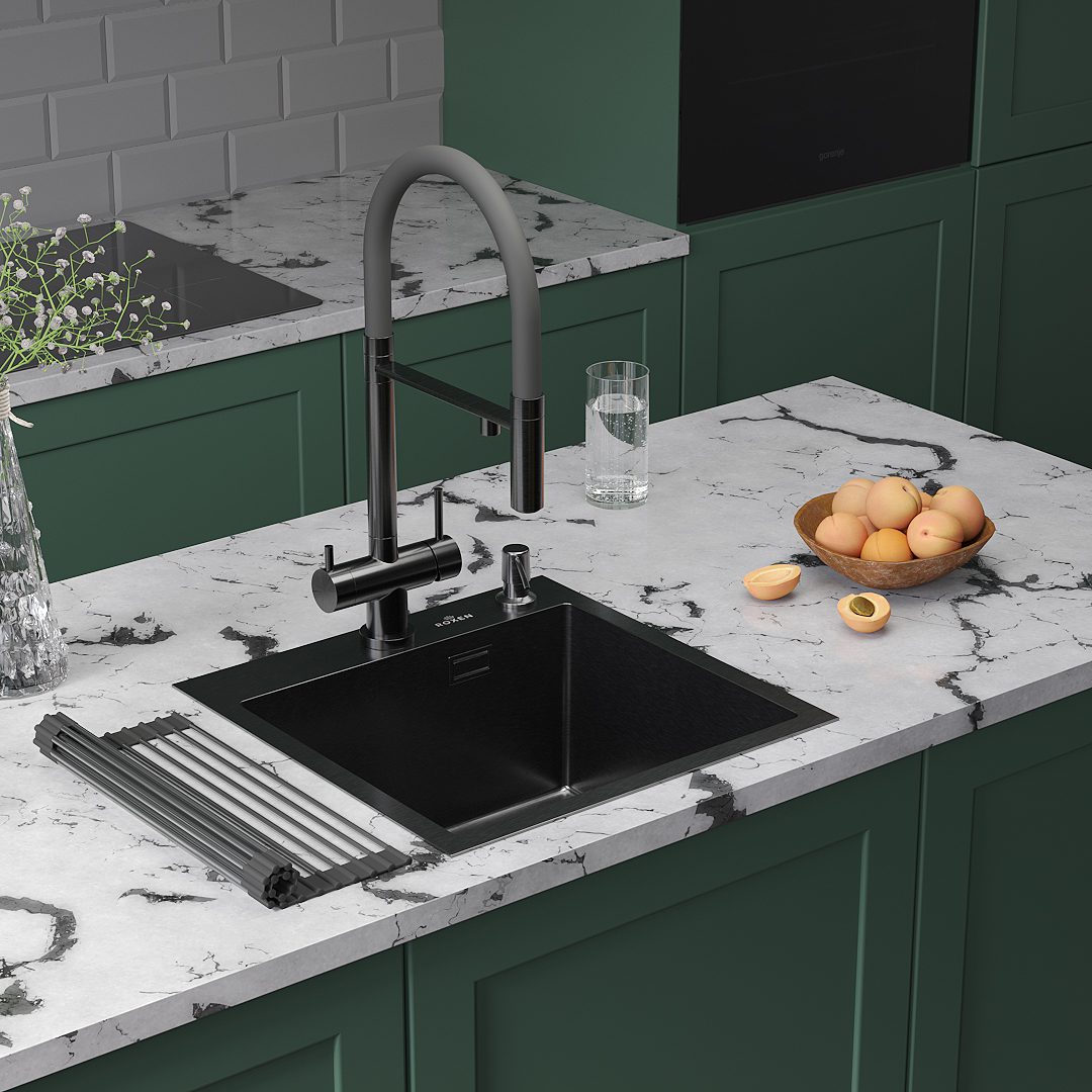 Кухонная мойка Roxen Simple 560220-45B графит/матовая