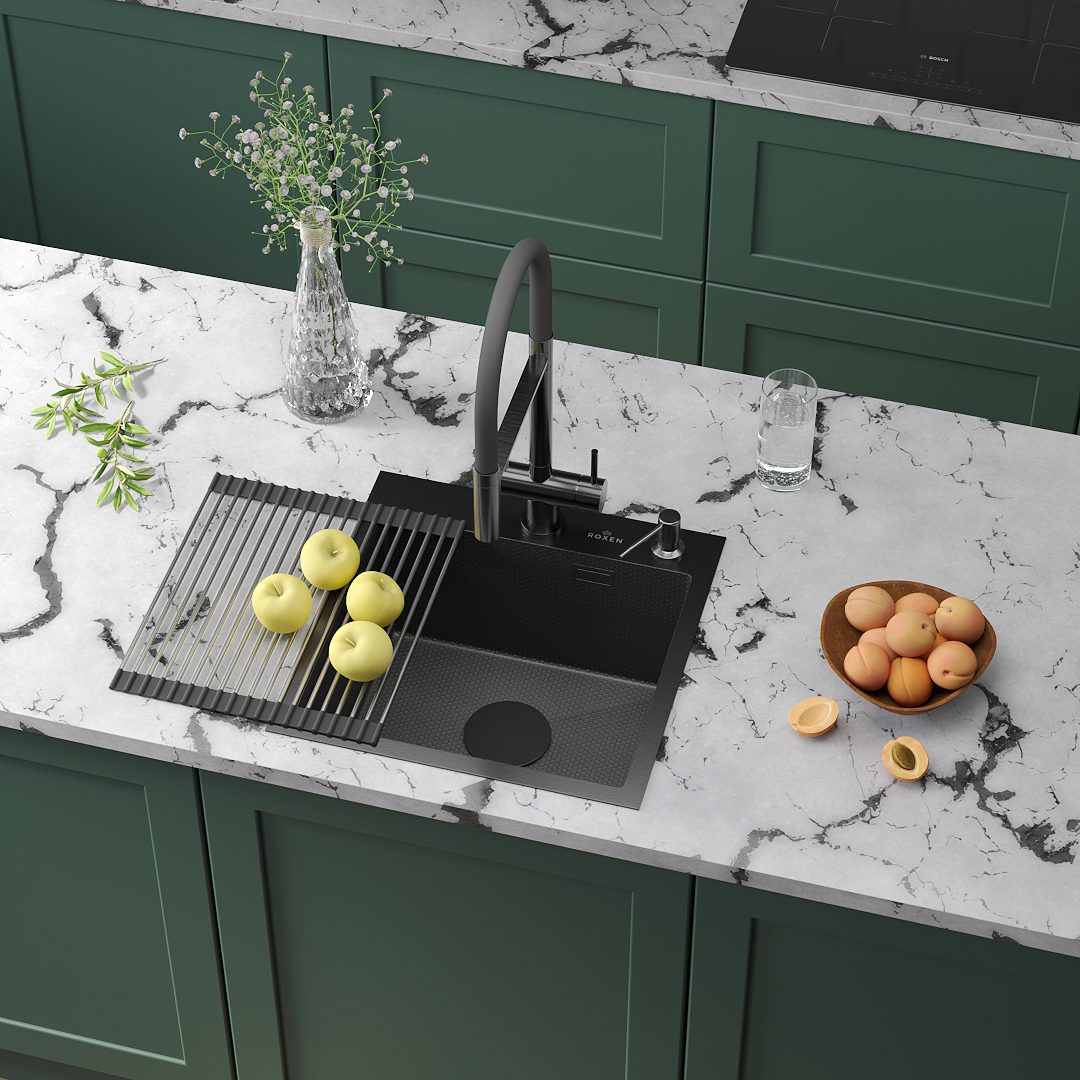 Кухонная мойка Roxen Snake 560220-45-BS графит/декорированная — изображение 3