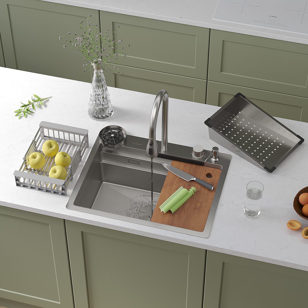 Многофункциональная кухонная мойка Roxen Stage Plus 560250-60-S сатин/декорированная — изображение 4