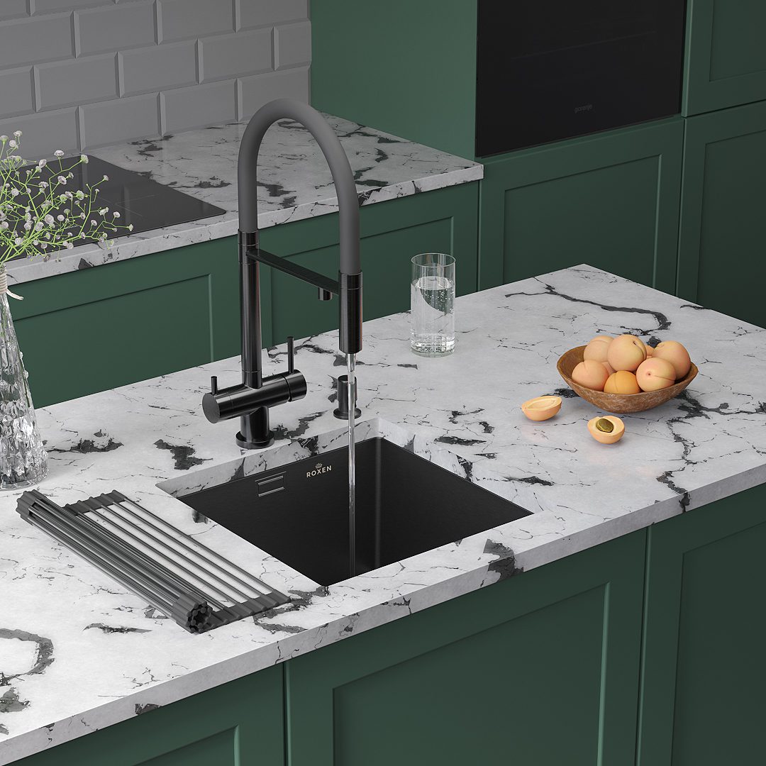 Кухонная мойка Roxen Uno 560210-44B графит/матовая