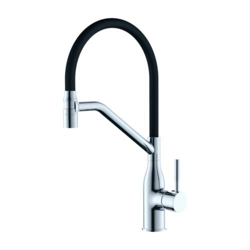 Смеситель для кухни с гибким изливом Ledeme L4798-2, хром/чёрный