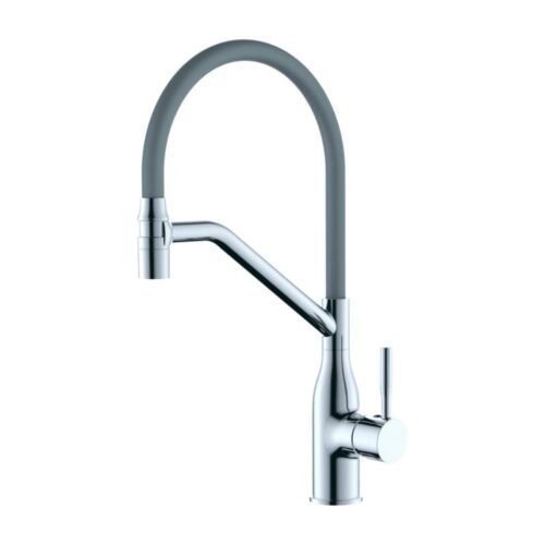 Смеситель для кухни с гибким изливом Ledeme L4798-9, хром/серый