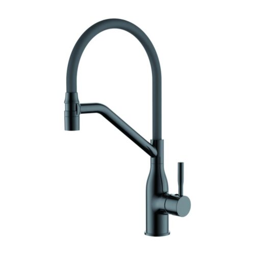 Смеситель для кухни с гибким изливом Ledeme L4798D-12, оружейная сталь/графит