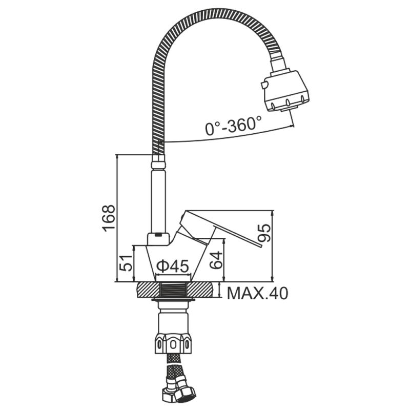 Смеситель для кухни с гибким изливом Ledeme L74303 — изображение 2