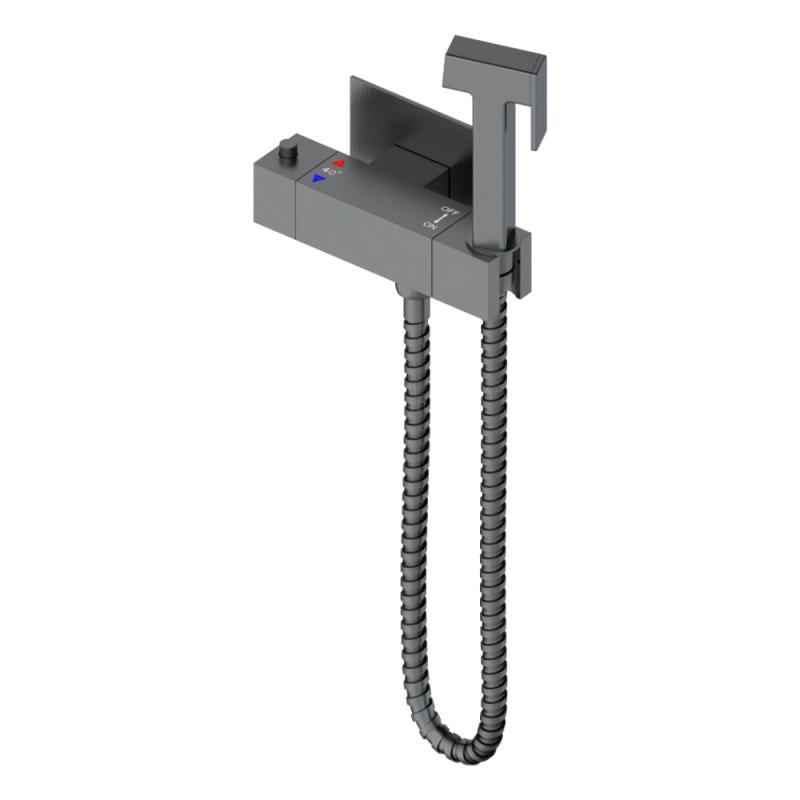 Термостатический смеситель для гигиенического душа GERHANS K15383D-1, оружейная сталь