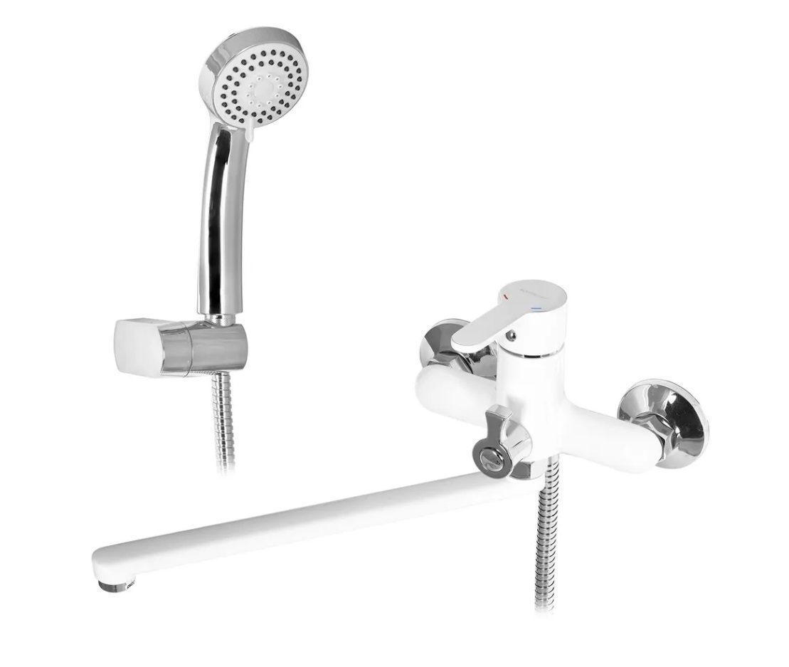 Смеситель для ванны Wisent WG2203W, белый/хром