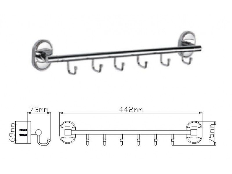 Планка с крючками Wisent WP2816-6 — изображение 2