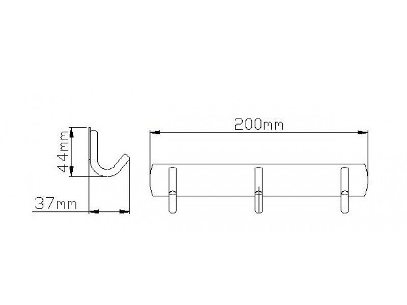 Планка с крючками Wisent WP70201-3BL, чёрный — изображение 2