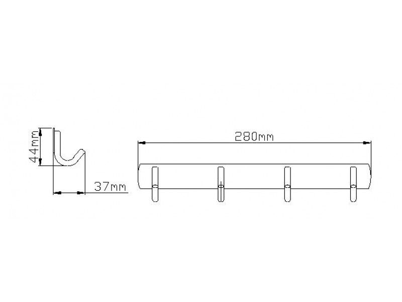 Планка с крючками Wisent WP70201-4W, белый — изображение 2