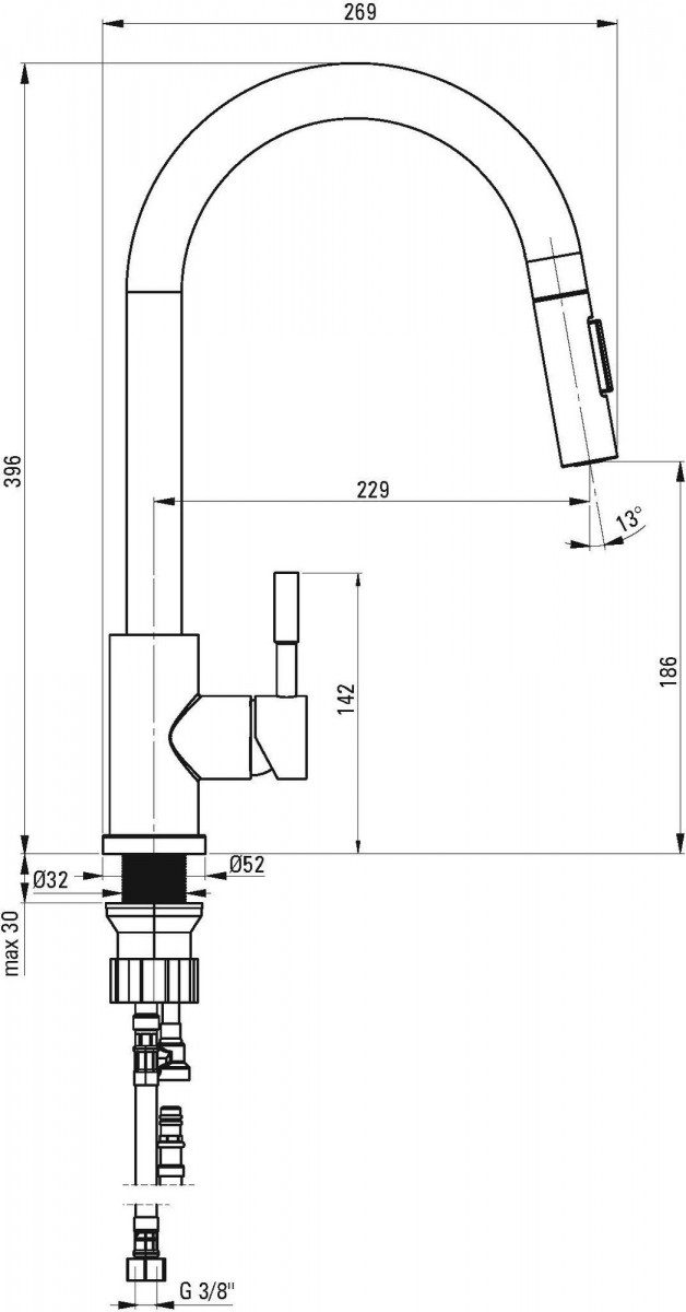 Смеситель для кухни в выдвижным изливом DEANTE LIMA BBM F72M — изображение 2
