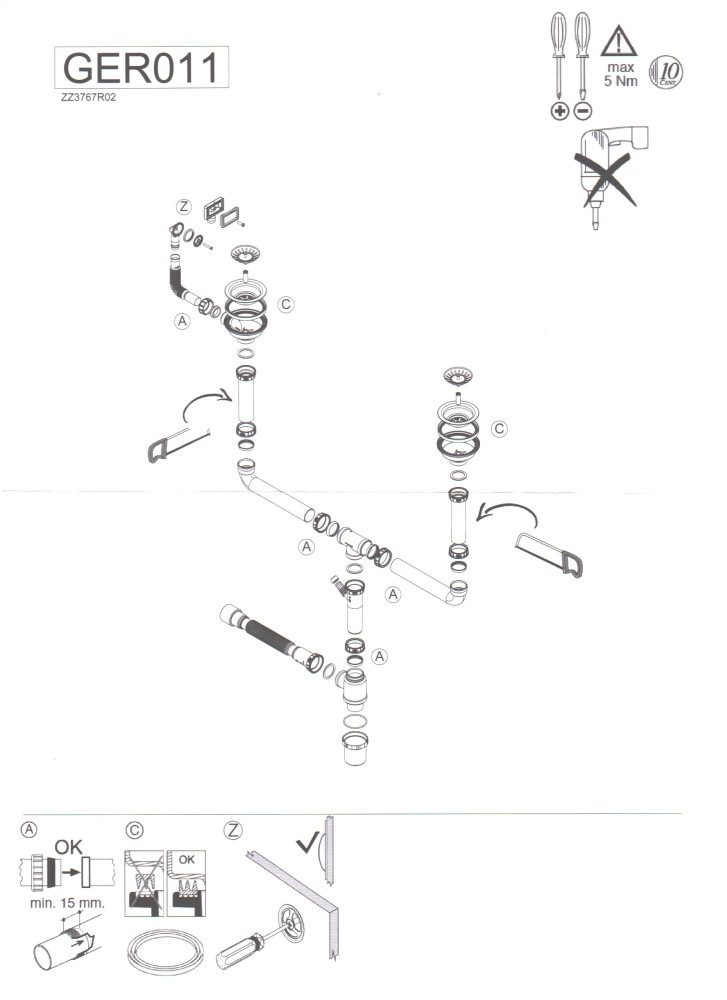 Сифон для кухонной мойки двойной Wisent GER011 — изображение 2