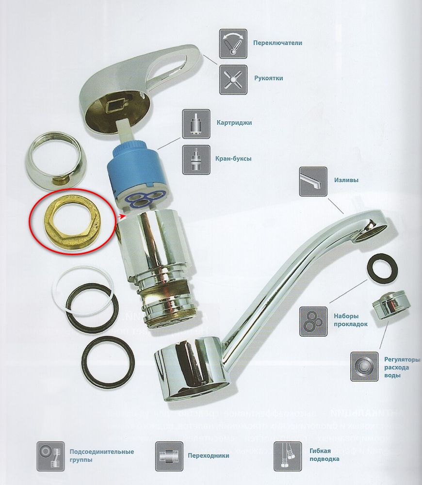 Гайка под 35мм-картридж смесителя Ledeme LH201 — изображение 3