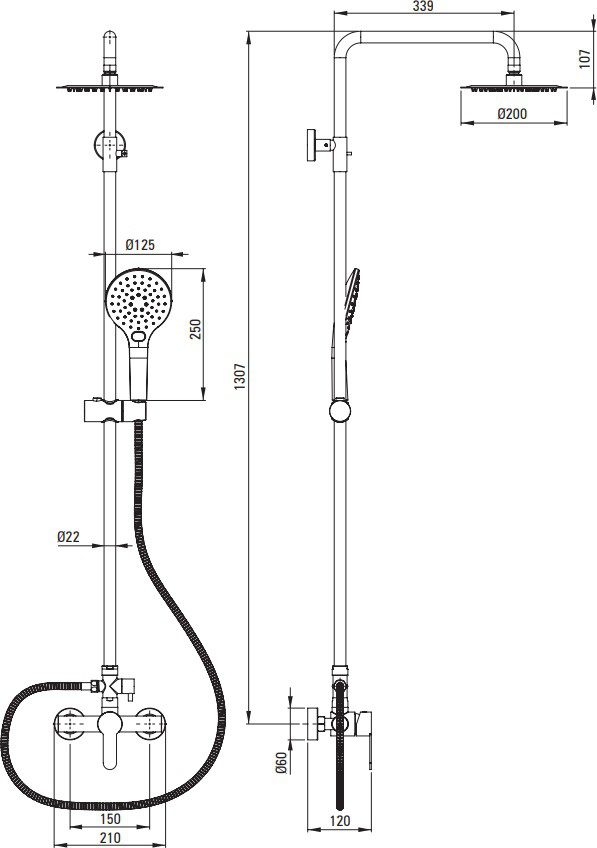 Душевая система DEANTE NEO LUPO STAL NLU F1RK — изображение 2
