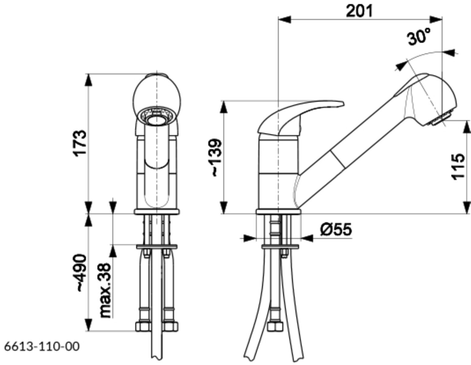 Смеситель для кухни в выдвижным изливом KFA Armatura INDIRA 6613-110-00 — изображение 7