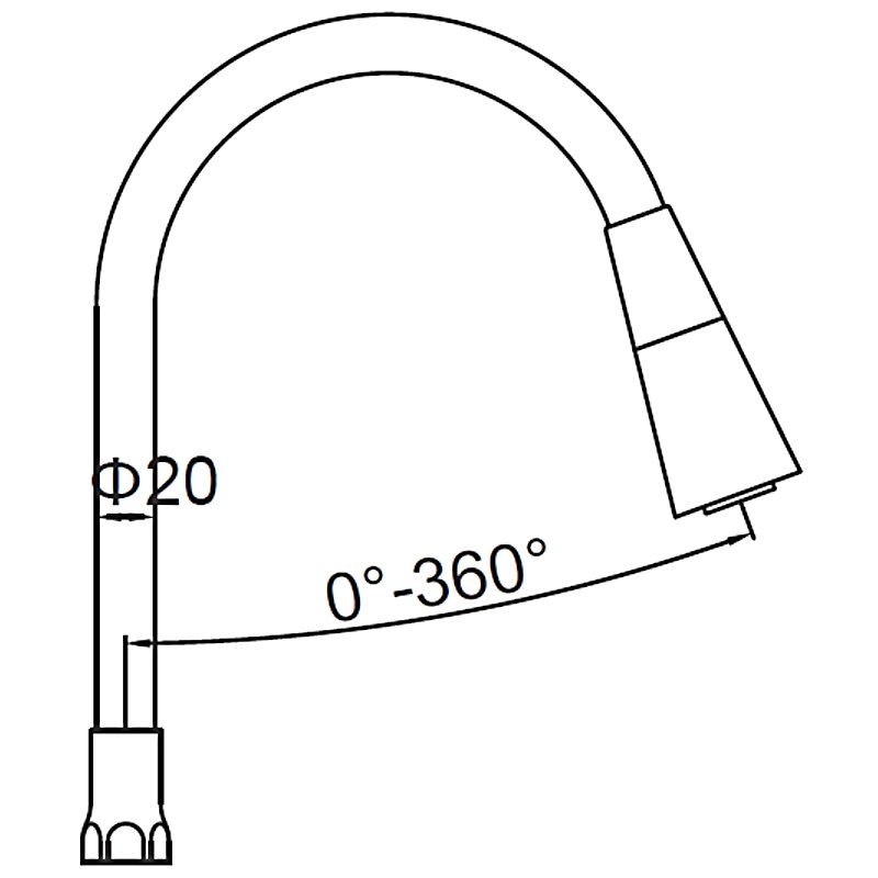 Гибкий излив для кухонного смесителя с лейкой Ledeme L7507-2, чёрный — изображение 2