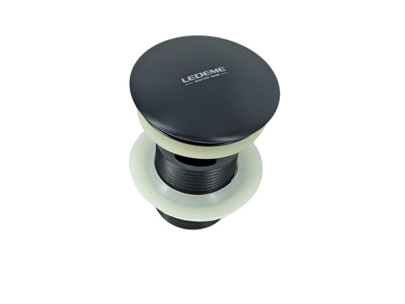 Донный клапан для умывальника Ledeme L65B-2 с переливом, чёрный — изображение 4