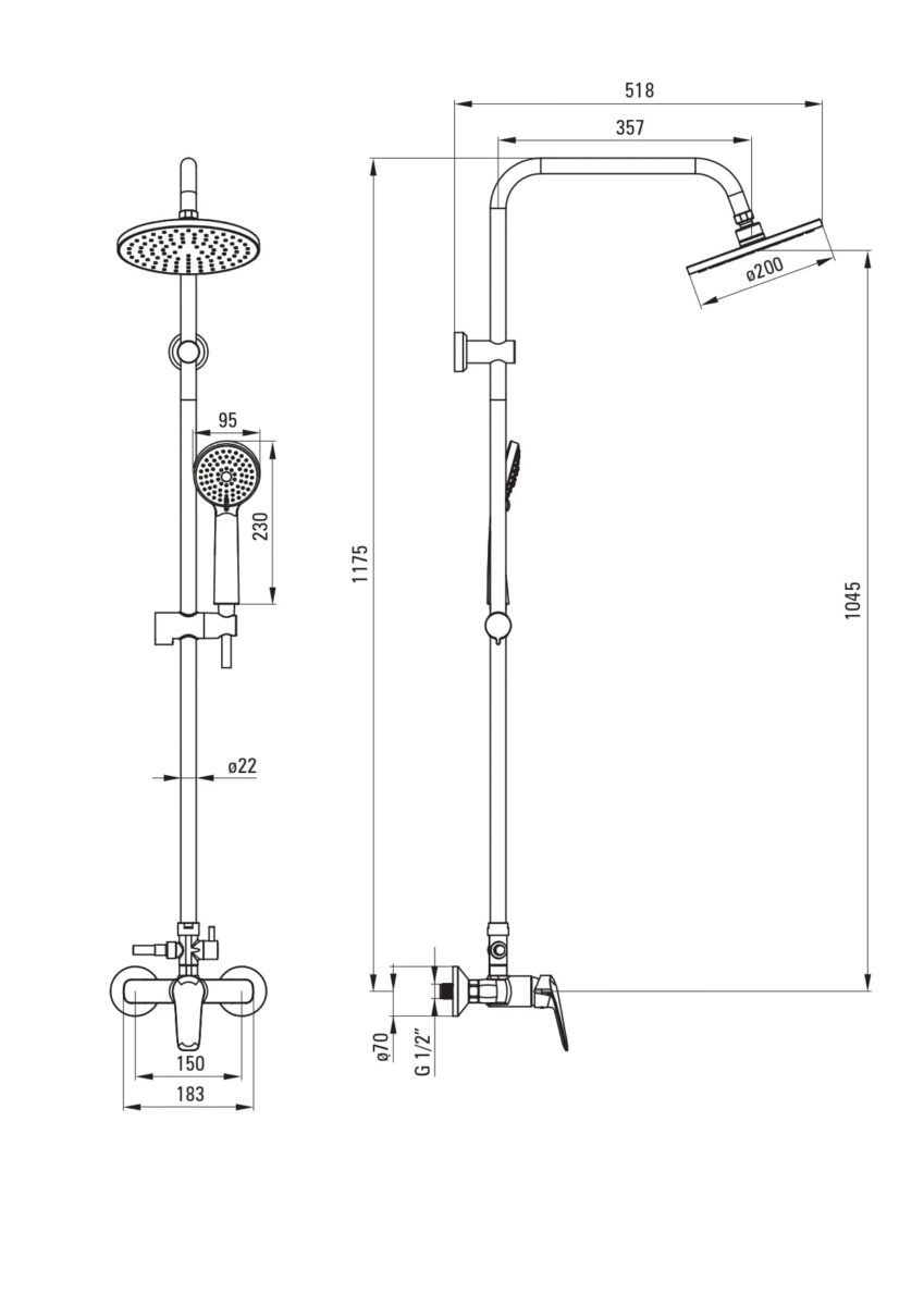Душевая система DEANTE NEO BORO NERO NER N1RK — изображение 3