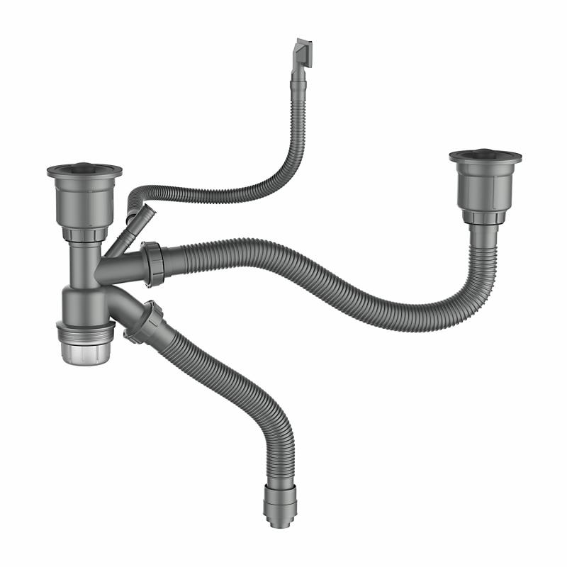 Сифон для кухонной мойки двойной GERHANS K30601B-2, графит