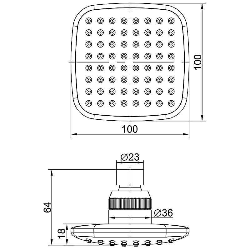 Верхняя лейка 10 x 10 см, тропический душ Ledeme L19 — изображение 2