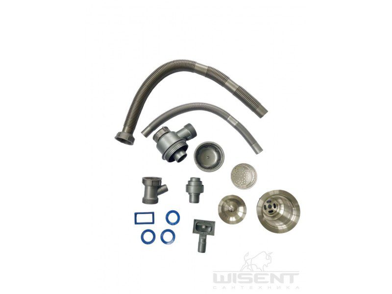 Сифон для кухонной мойки Wisent W02-114, сатин — изображение 4