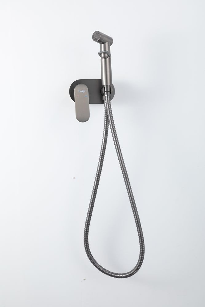 Смеситель скрытого монтажа для гигиенического душа Frap F2085-9, оружейная сталь — изображение 7