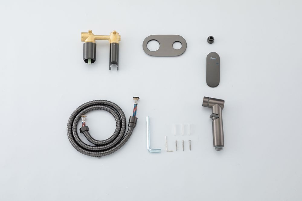 Смеситель скрытого монтажа для гигиенического душа Frap F2085-9, оружейная сталь — изображение 6