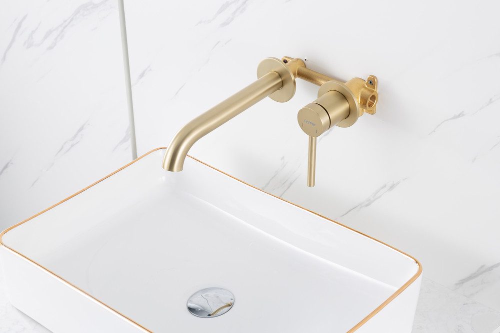 Смеситель скрытого монтажа для умывальника Gappo G1206-3, золотой сатин — изображение 8