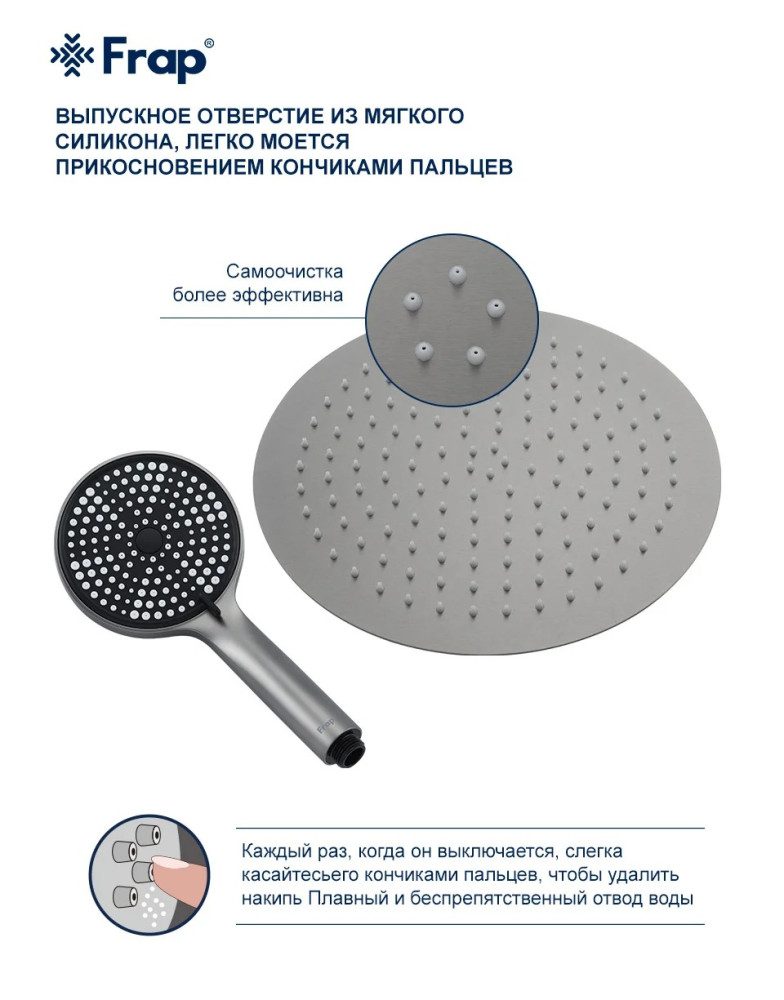Душевая система Frap F24806-9, оружейная сталь — изображение 11