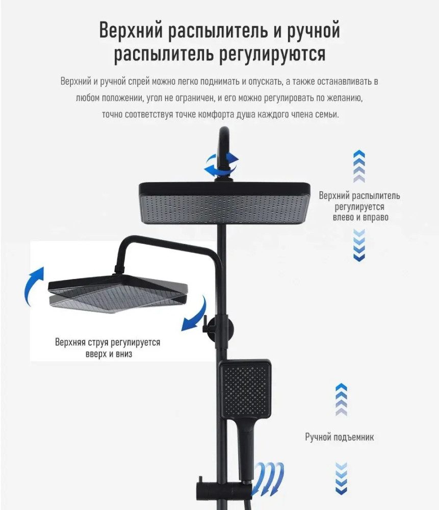 Душевая система Frap F2484-6, чёрный — изображение 11