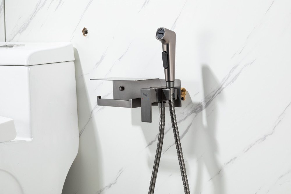 Смеситель скрытого монтажа для гигиенического душа Frap F2076-9, оружейная сталь — изображение 4