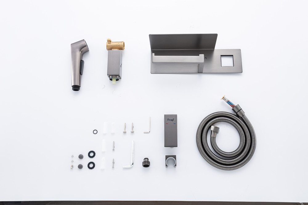 Смеситель скрытого монтажа для гигиенического душа Frap F2076-9, оружейная сталь — изображение 7