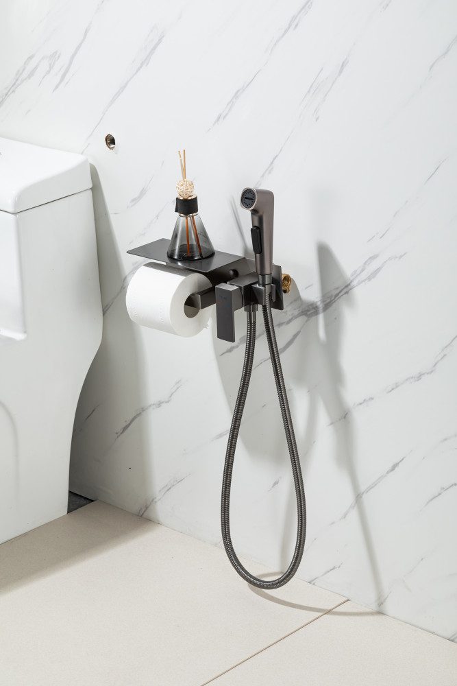 Смеситель скрытого монтажа для гигиенического душа Frap F2076-9, оружейная сталь — изображение 5