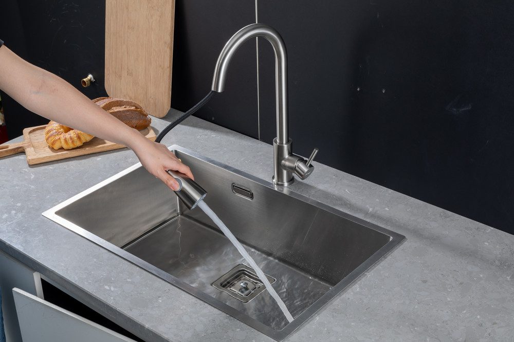 Смеситель для кухни с выдвижным изливом Frap F60991-5, сатин — изображение 10