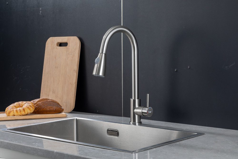 Смеситель для кухни с выдвижным изливом Frap F60991-5, сатин — изображение 7