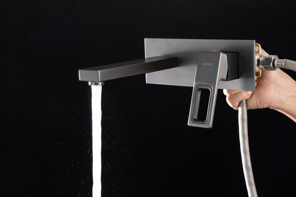 Смеситель скрытого монтажа для умывальника Gappo G1017-19, оружейная сталь — изображение 4