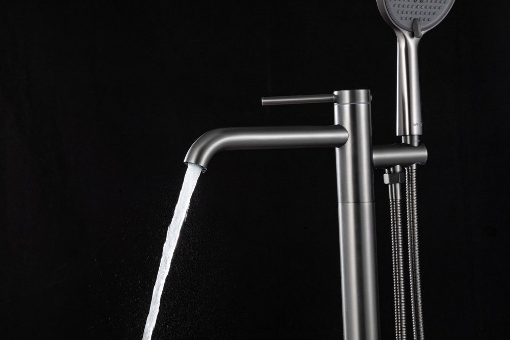 Смеситель напольный для ванны Gappo G3006-9, оружейная сталь — изображение 4